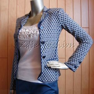 $3150 New GIORGIO ARMANI Blue Lattice Pattern Cashmere Sweater Jacket 6